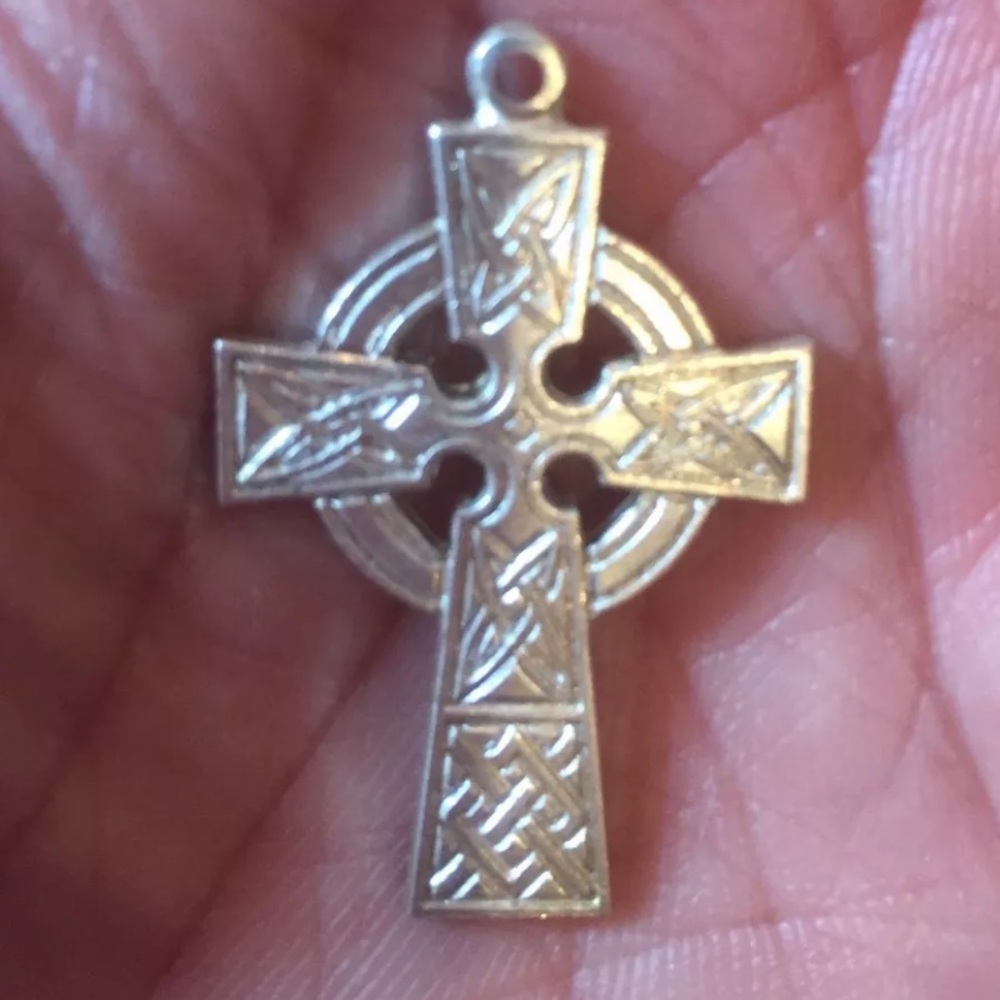 Antique Vintage Sterling Silver Celtic Cross Medal